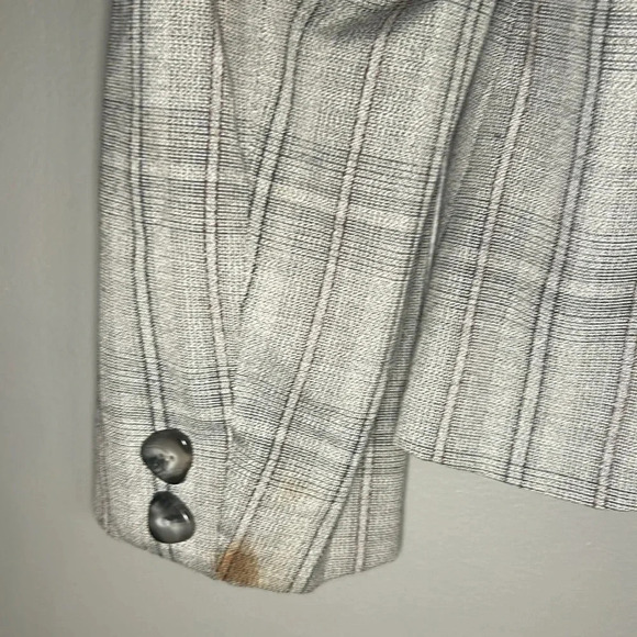 *Vintage* Jordache Plaid Blazer, Sz 7/8, Gray, Cropped Lined Jacket - Picture 5 of 8